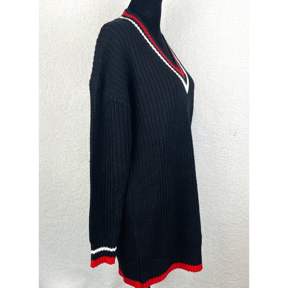 Striped Chunky Knit Sweater Mini Dress - Picture 3 of 16